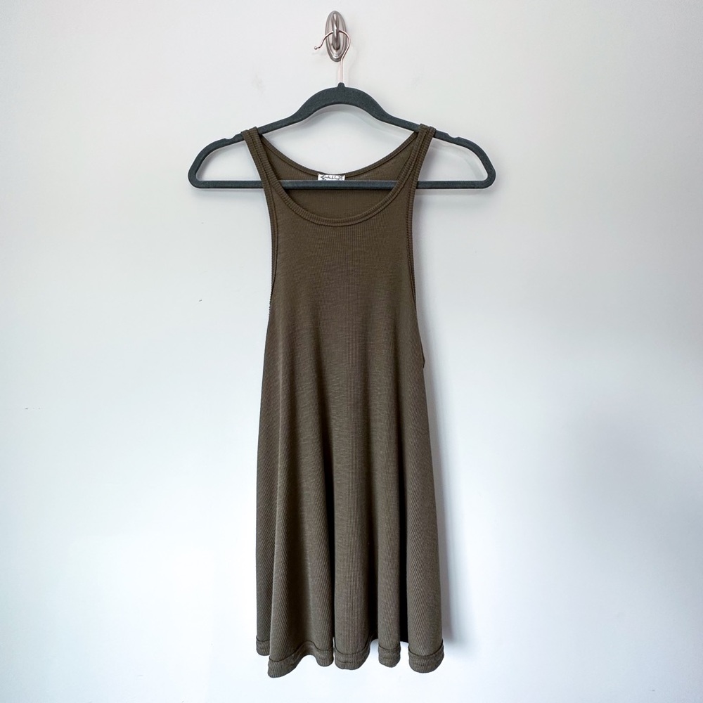 Intimately Free People Olive High Neck Ribbed Tank Top